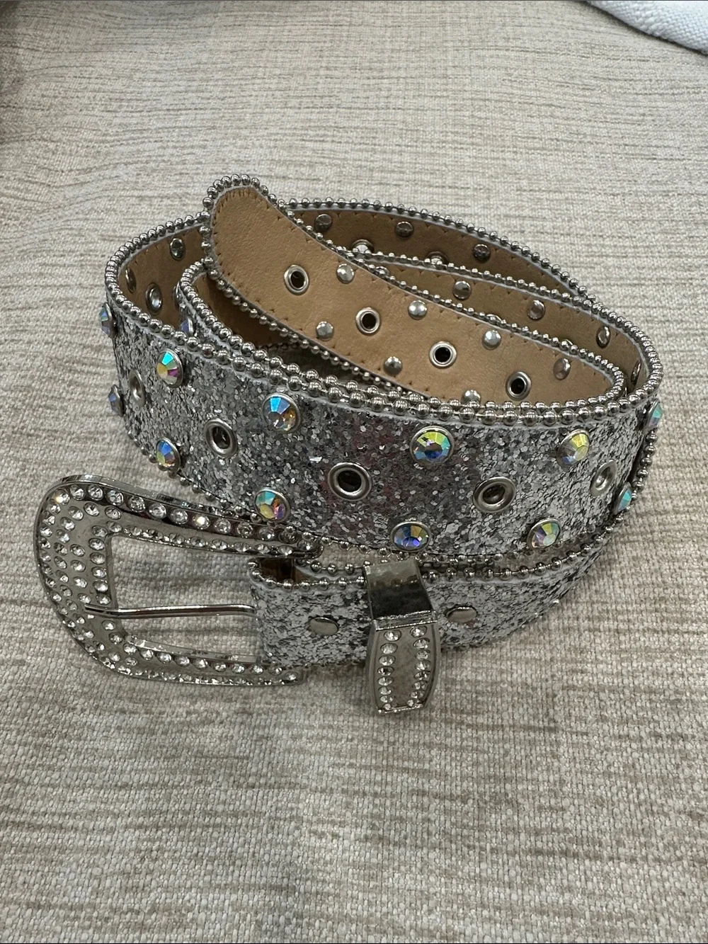 Silver Crystal-Embellished Women's Belt